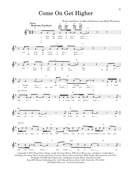 Come On Get Higher - Matt Nathanson (Easy Guitar)