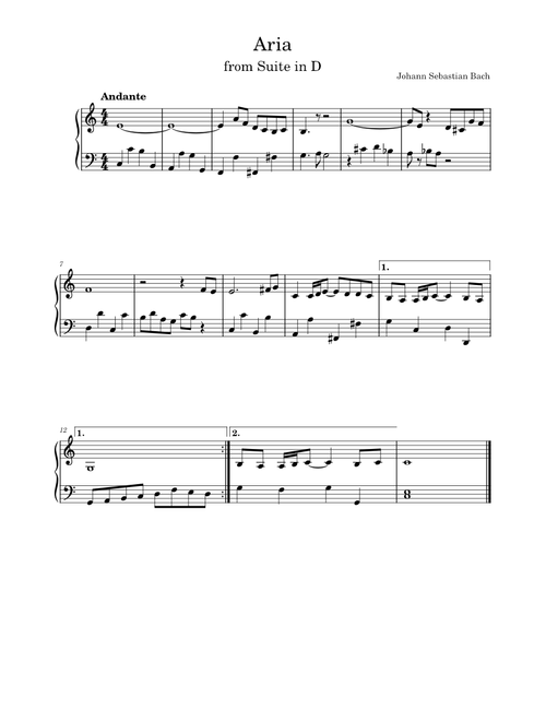 Aria in D from the Orchestral Suite No3 (BWV 1068) – Johann Sebastian Bach (1685-1703 Aria