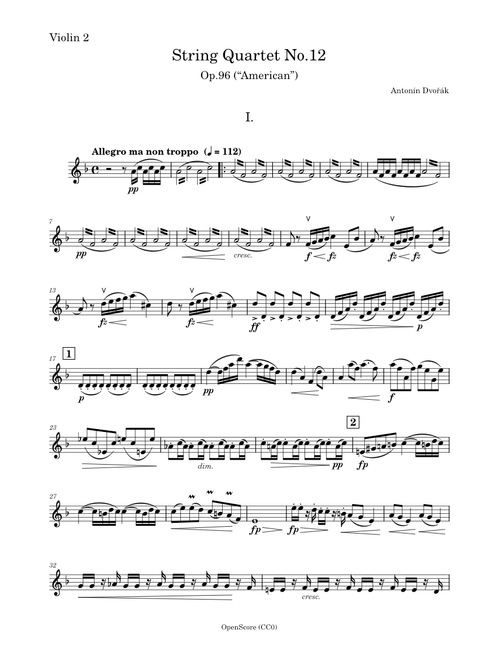 String Quartet No.12, Op.96 (“American”) – Antonín Dvořák - Violin 2 PART
