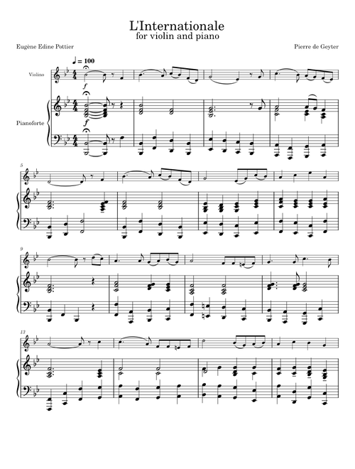 L'Internationale (for violin and piano)