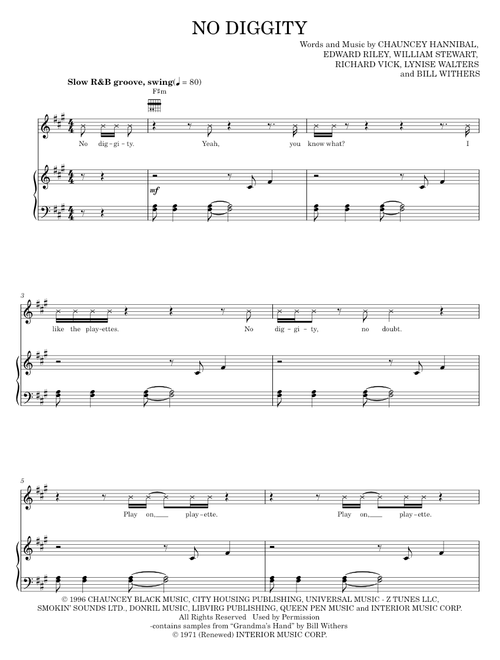 No Diggity - Bill Withers, Blackstreet (Piano-Vocal-Guitar)