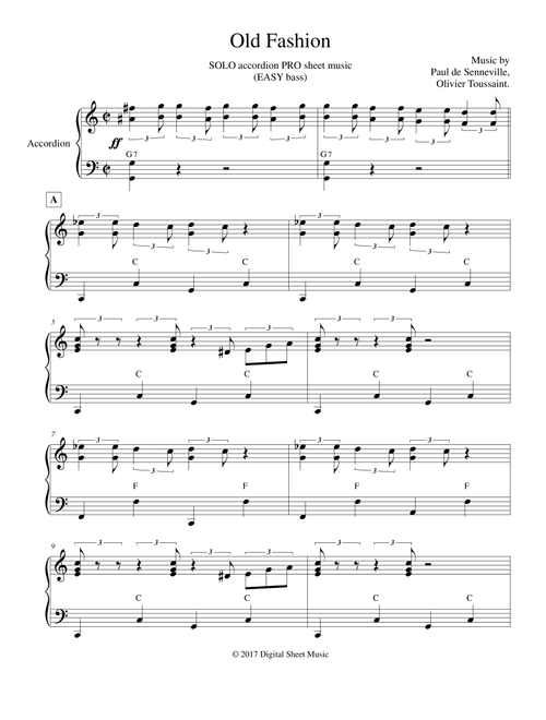Old Fashion (SOLO accordion PRO, EASY bass) (Arr. By Oleg Baksheev) - Clayderman Richard (Instrumental Solo)
