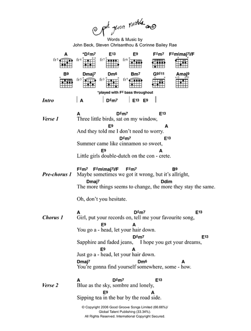 Put Your Records On - Corinne Bailey Rae (Guitar Chords-Lyrics)