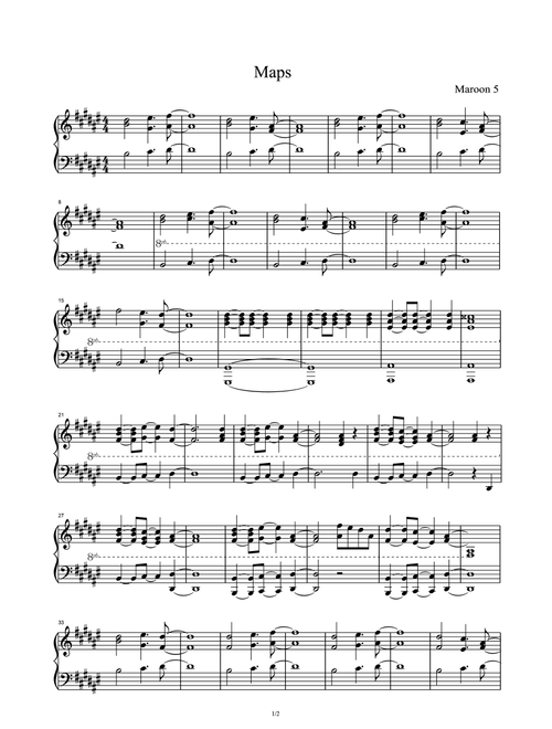 Maps (Arr. Maroon 5) (Piano Solo)
