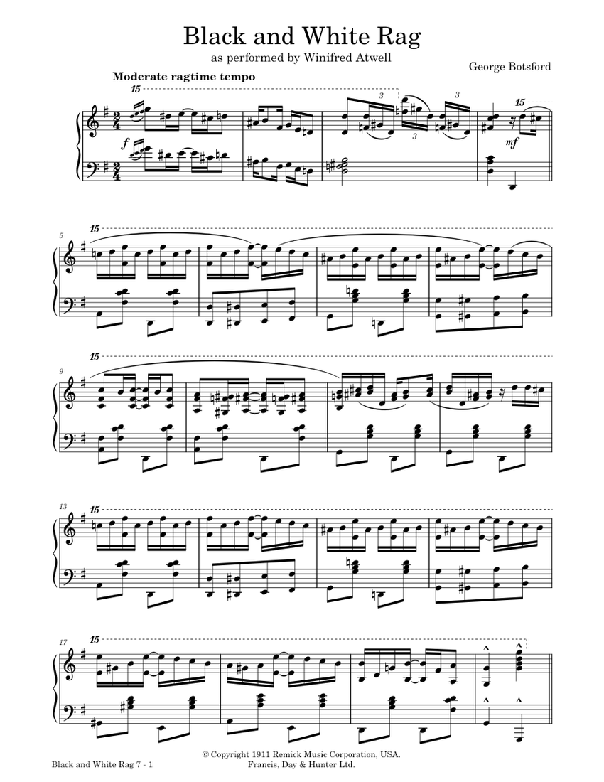 Black and White Rag arr. Winifred Atwell Sheet music for Piano (Solo