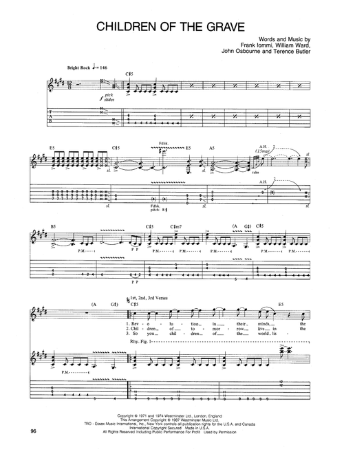 Children Of The Grave - Ozzy Osbourne, Randy Rhoads, Black Sabbath (Guitar Tab)