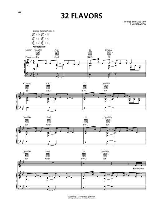 32 Flavors - Ani DiFranco (Piano-Vocal-Guitar)