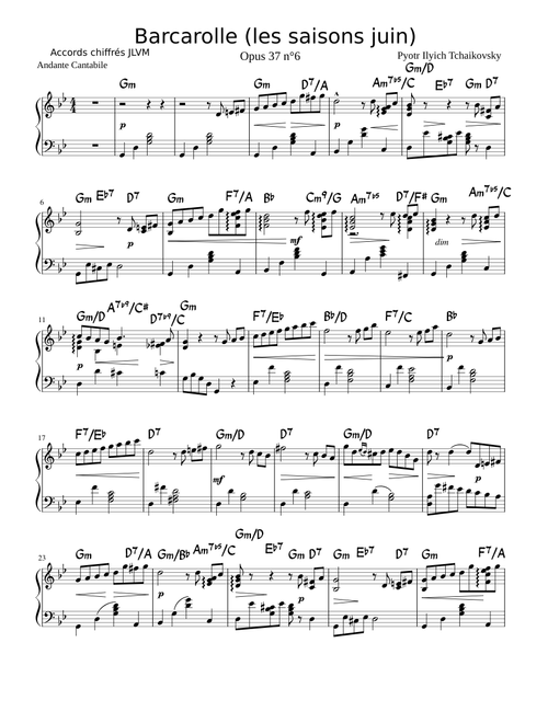 Barcarolle — Tchaikovsky les saisons juin avec accords (Excerpt)