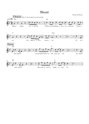 Shout - Tears For Fears - Sheet music for Piano, Guitar Shout - Tears For Fears - Sheet music for Piano, Guitar