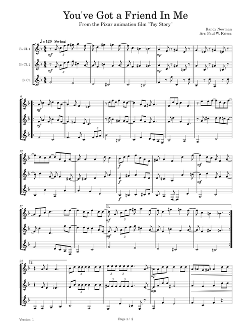 You've Got A Friend In Me (from Toy Story) – Randy Newman