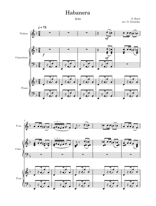 Habanera – Georges Bizet Trio - violin, accordion and piano