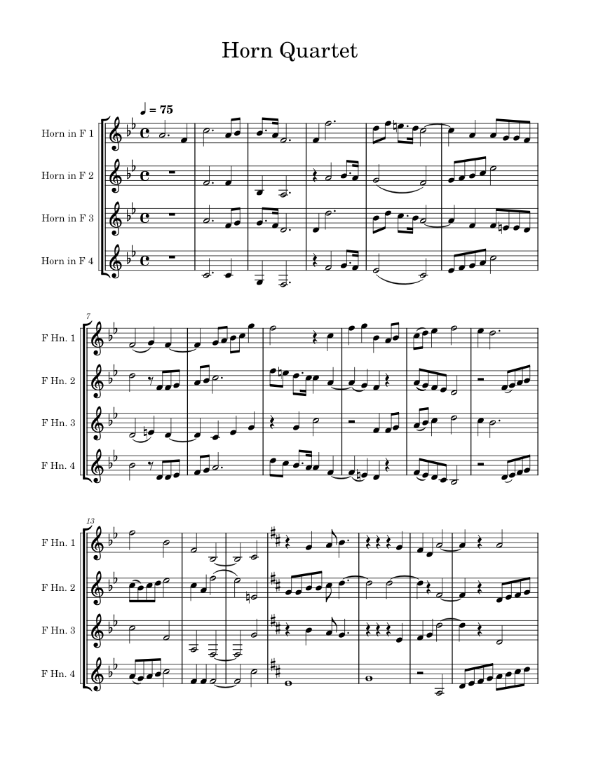 Horn Quartet Sheet Music For French Horn (Brass Quartet) | Musescore.com