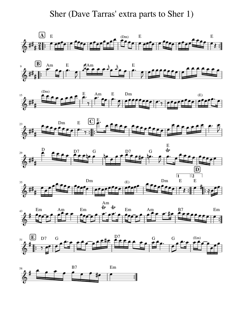 Sher Song Script Sher (Dave Tarras' extra parts to Sher 1) Sheet music for Piano (Solo ...