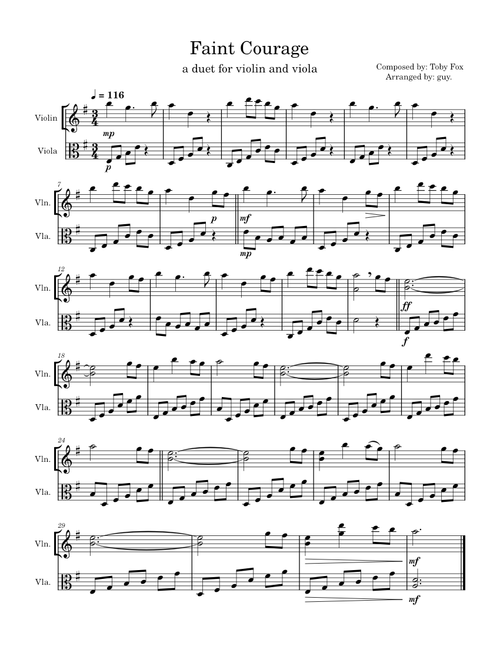 Faint Courage (Game Over) – Toby Fox (for violin and viola)