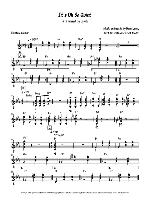 It's Oh So Quiet (Und Jetzt Ist Es Still) (Arr. David Lartey) - Bjork (Guitar Chords-Lyrics)