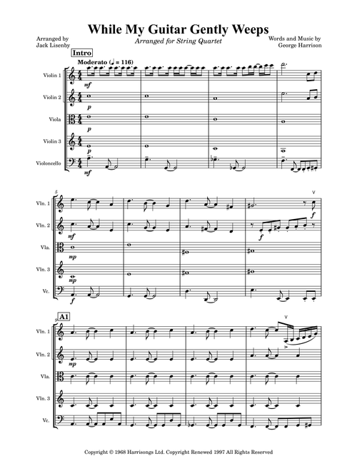 While My Guitar Gently Weeps (Arr. Jack Lisenby) - The Beatles (String Quartet)