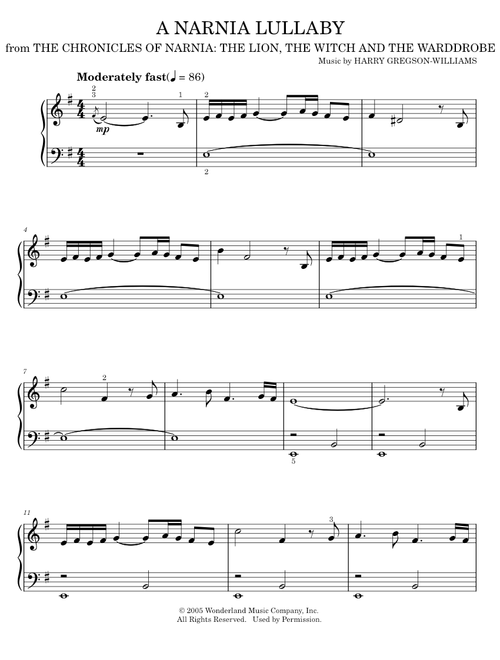 A Narnia Lullaby - Harry Gregson-Williams, The Chronicles of Narnia: The Lion, The Witch And The War (Easy Piano)