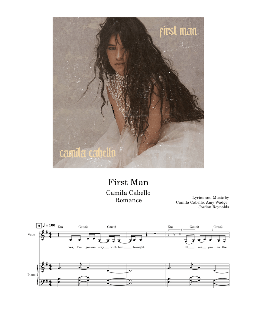 First Man – Camila Cabello Sheet Music with Chords for Piano, Vocals ...