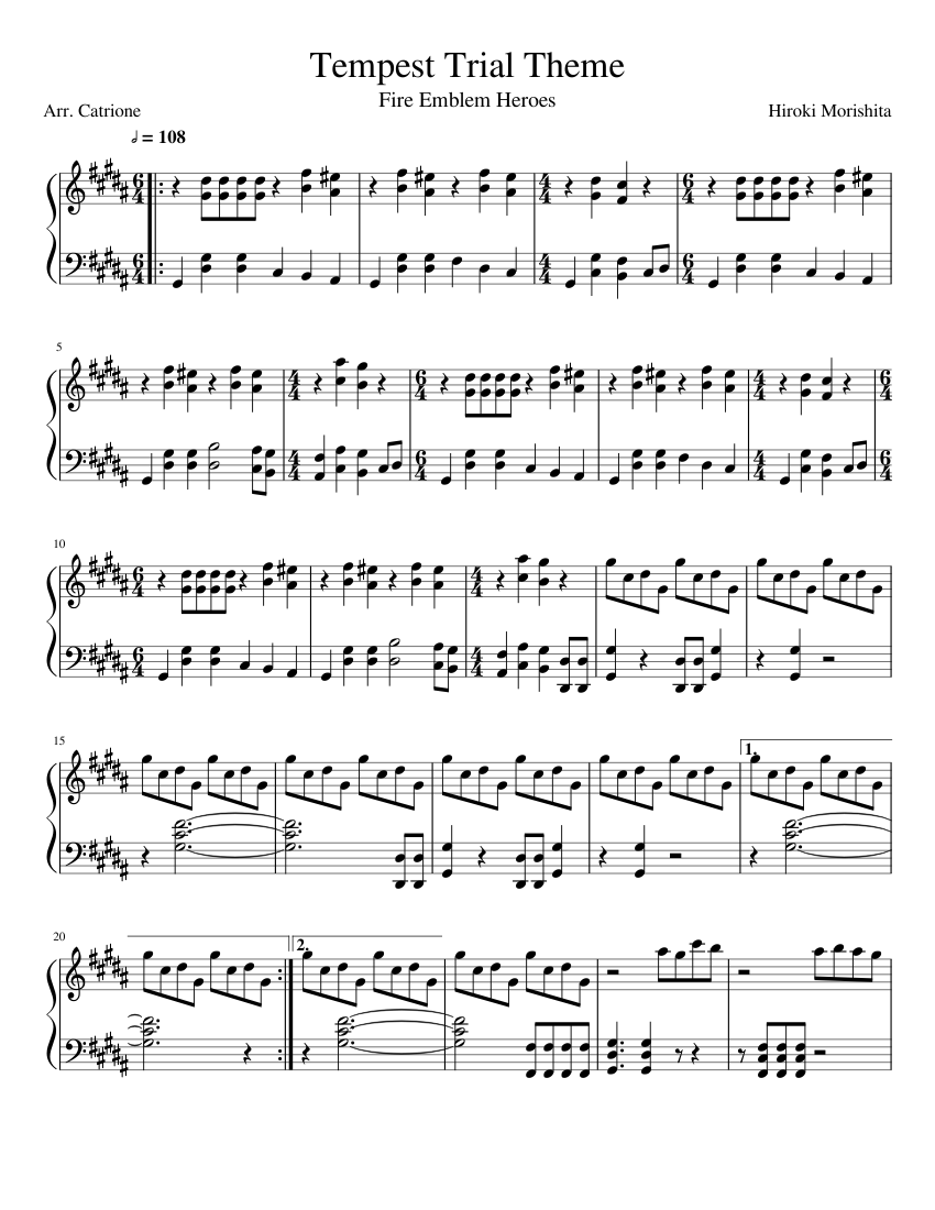 Fire Emblem Heroes - Tempest Trial Theme Sheet Music for Piano (Solo ...