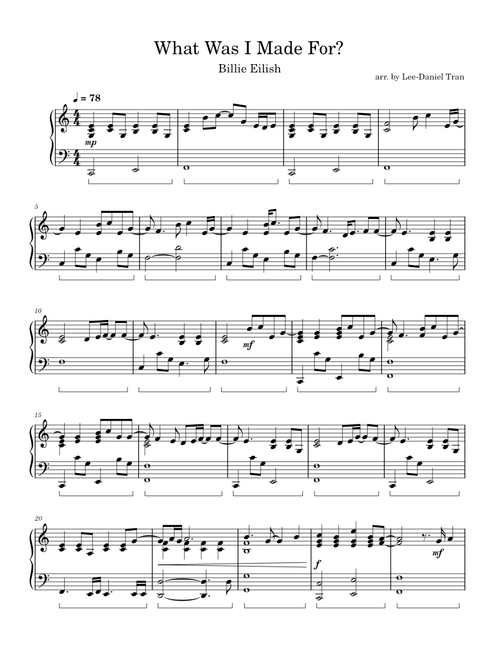 What Was I Made For - Billie Eilish | Piano solo
