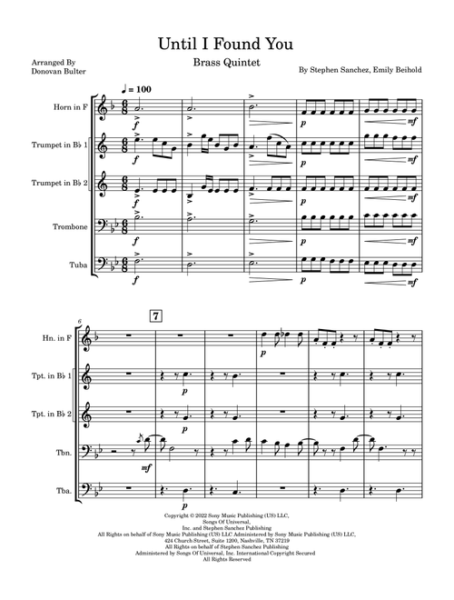 Until I Found You (Arr. Donovan Butler) - Stephen Sanchez (Brass Ensemble)
