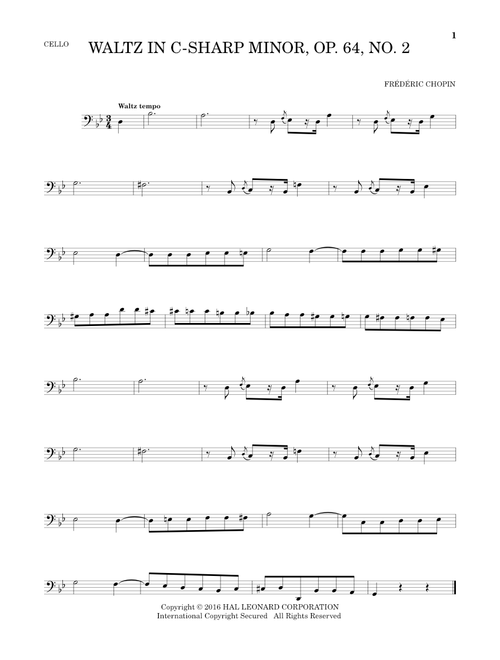 Waltz In C-Sharp Minor, Op. 64, No. 2 - Frédéric Chopin (Cello Solo)
