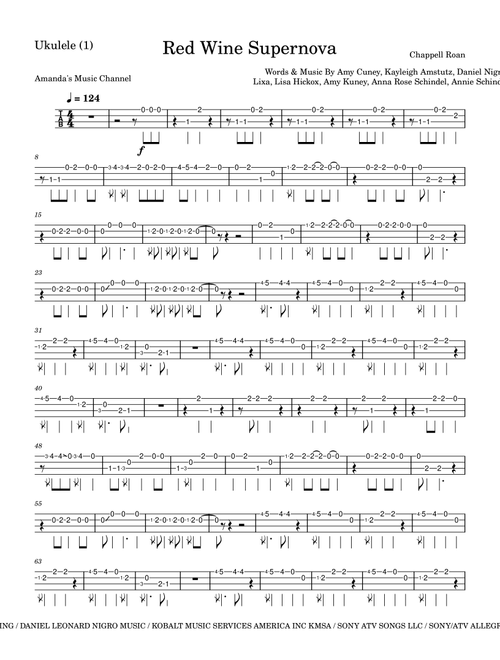 Red Wine Supernova (Arr. Amanda's Music Channel) - Chappell Roan (Ukulele)