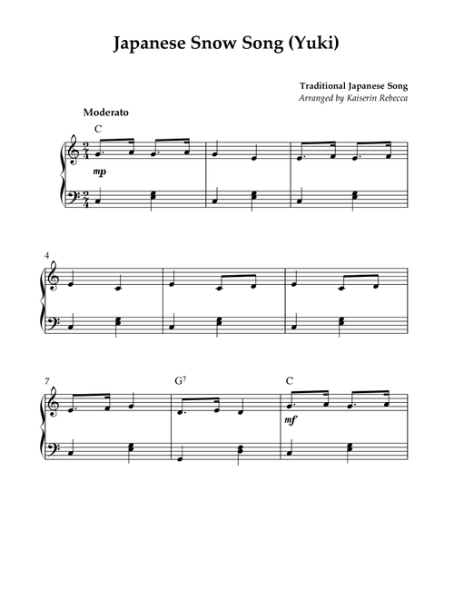Japanese Snow Song (Yuki) (Arr. Kaiserin Rebecca) - Traditional Japanese Folk Song (Piano Solo)