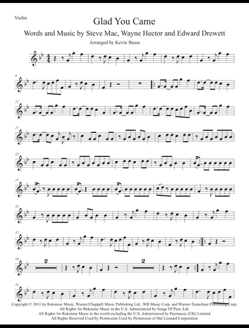 Glad You Came (Arr. Kevin Busse) - The Wanted (Violin Solo)