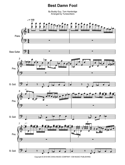 Best Damn Fool (Arr. Tunescribers) - Buddy Guy, Tom Hambridge (Piano Solo)