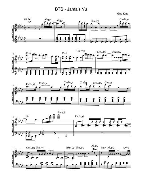 Jamais Vu (Arr. Gregory King) - BTS (Easy Piano)