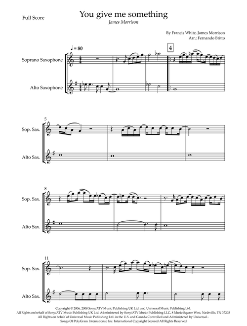You Give Me Something (Arr. Fernando Britto) - James Morrison (Instrumental Duet)