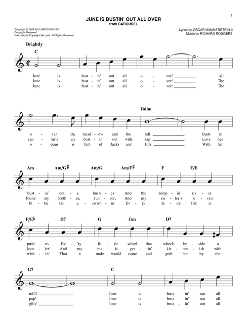 June Is Bustin' Out All Over - Rodgers & Hammerstein (Easy Lead Sheet - Fake Book)