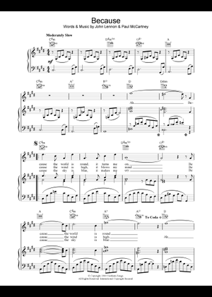 Play Official version of Because Sheet Music by The Beatles for
