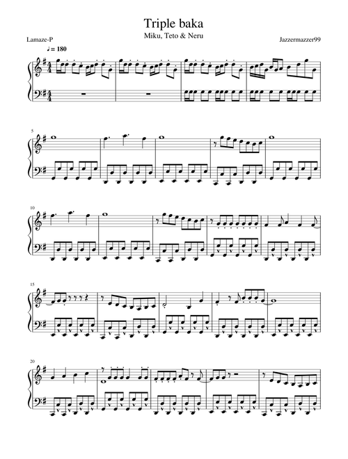 Triple Baka Piano Adaptation [Lamaze-P, Miku & Teto (& Neru)]