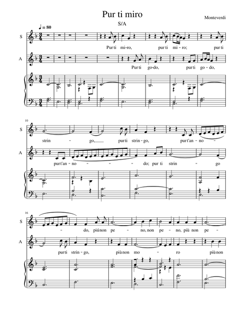 Pur ti miro,  Claudio Monteverdi, SA