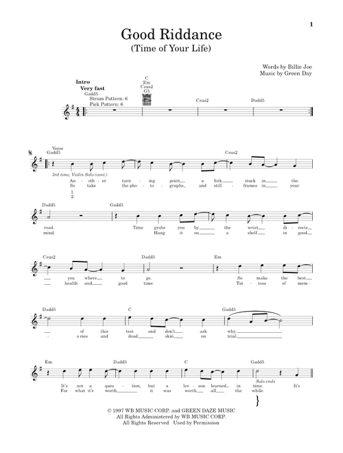 Good Riddance (Time Of Your Life) - Green Day (Easy Guitar)