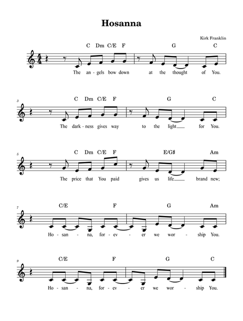 Hosanna (Arr. Francesco Blackmore) - Kirk Franklin (Lead Sheet - Fake Book)