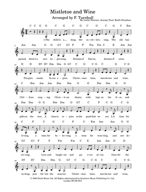 Mistletoe And Wine (Arr. F. Turnbull) - Cliff Richard (Piano-Vocal-Guitar (Piano Accompaniment))