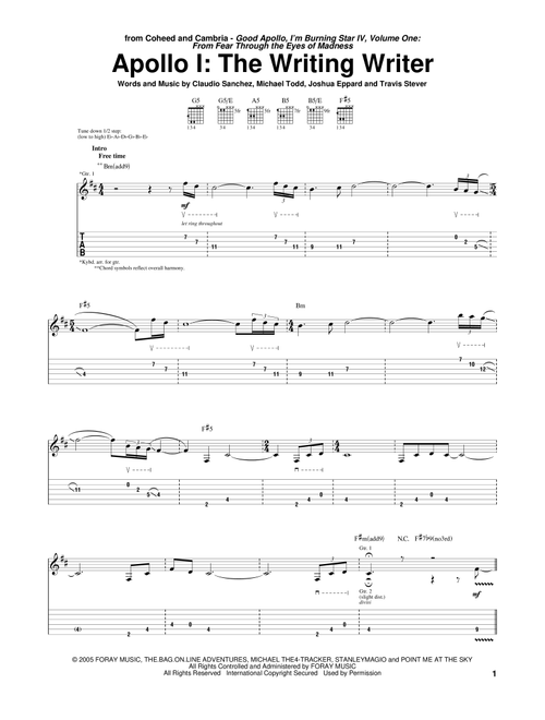Apollo I: The Writing Writer - Coheed And Cambria (Guitar Tab)