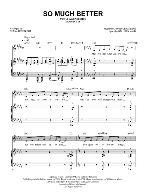 So Much Better (Arr. The Audition Cut - from Legally Blonde) - Laurence O'Keefe, Nell Benjamin (Piano Vocal)