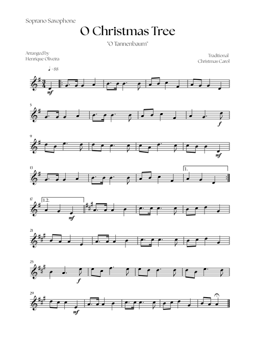 O Christmas Tree "O Tannenbaum" (Soprano Saxophone Solo) - Christmas Carol (Arr. Henrique Oliveira) - Traditional Christmas Carol (Soprano Sax Solo)