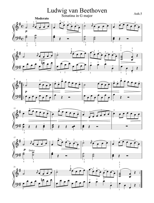 Sonatina in G Beethoven Anh.5 No.1 Beethoven