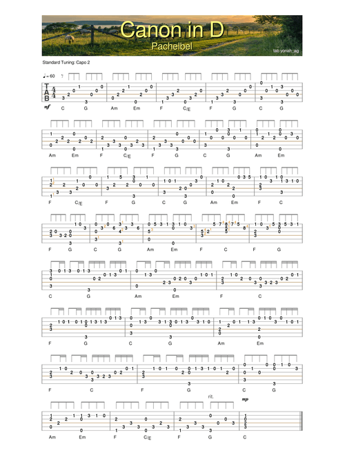 Canon in D – Pachelbel – Guitar Tab