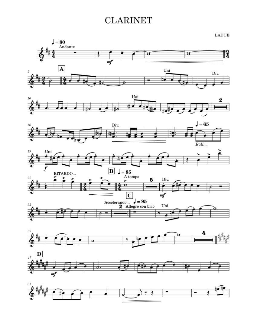 CLARINET Sheet music for Piano (Solo) Easy | Musescore.com