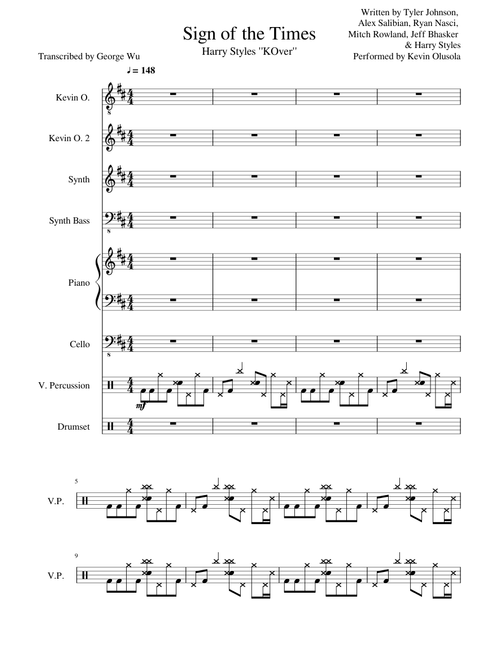 Sign of the Times - Kevin Olusola (Full Sheet Music w/ Lyrics)