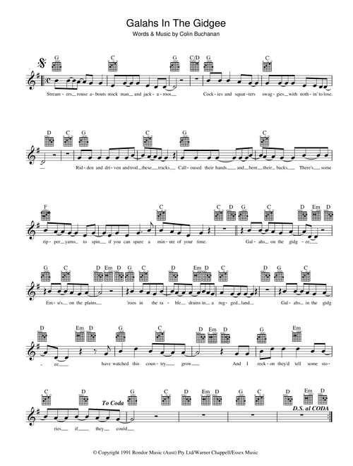 Galahs In The Gidgee - Colin Buchanan (Lead Sheet - Fake Book)