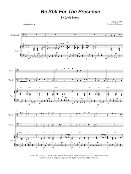 Be Still For The Presence (Arr. Stephen DeCesare) - David Evans (Trombone Duet)