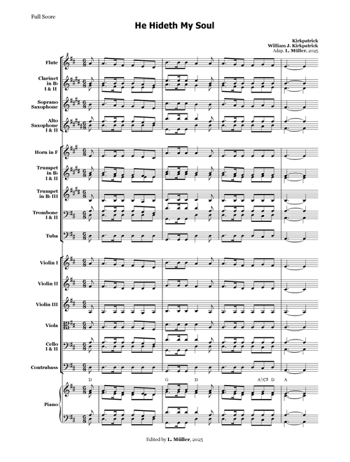 He Hideth My Soul - for Beginner Orchestra with chords (Arr. L. Müller) - William J Kirkpatrick (Large Ensemble)