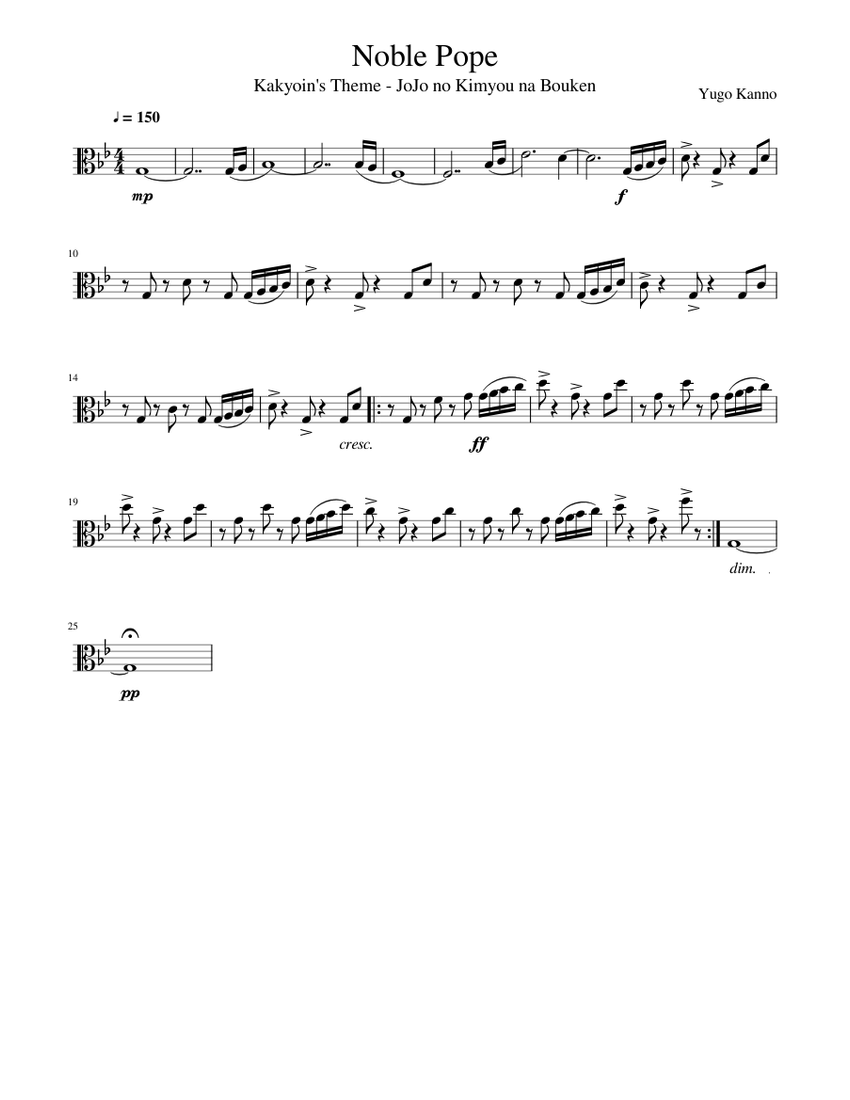 Noble Pope/Virtuous Pope Viola Solo Sheet Music for Viola (Solo